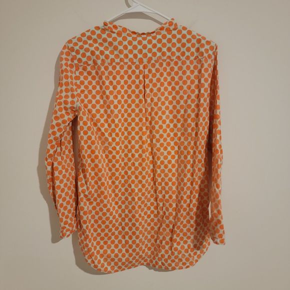 Fossil Womens Top Size Medium M Orange Green Polka Dot Band Coolar Twee - Picture 2 of 6